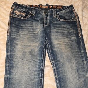 Rock Revival Distressed Blue Boot Cut Jeans